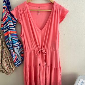 Elegant Pink V-Neck Dress